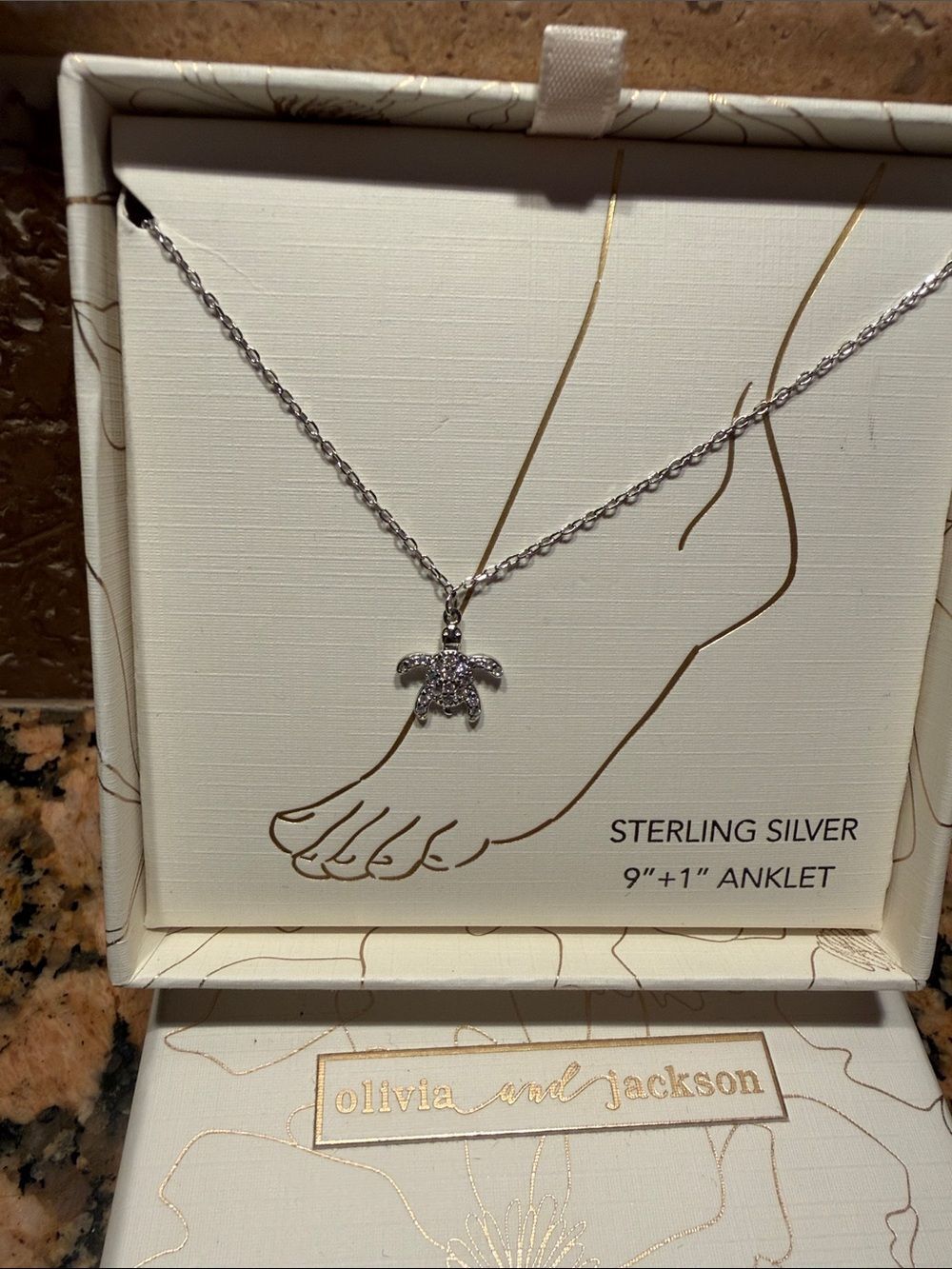 Olivia And Jackson Sterling Silver Turtle Anklet Nwot View 3